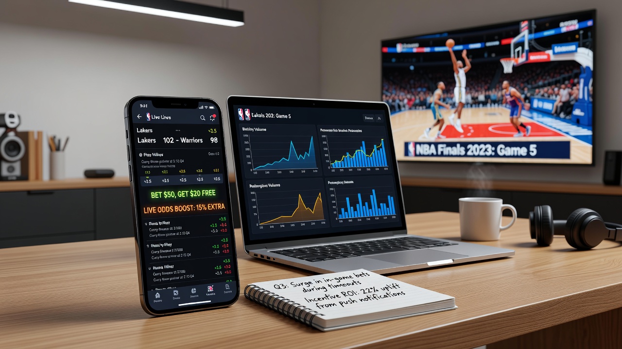 Users interacting with NBA live betting features on smartphones during a match
